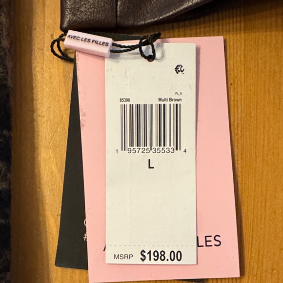 NWT! Avec Les Filles Faux Leather Oversized Plaid Trench Coat Size L - Picture 4 of 16